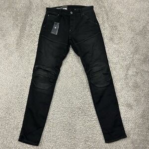 G Star Raw Jeans Mens 32X32 5620 3D Zip Knee Skinny Black Denim New with Tags
